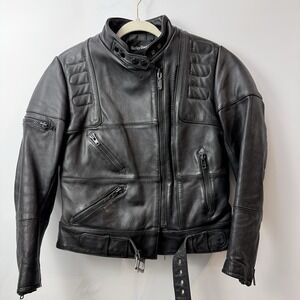 Harley Davidson Vintage Leather Motorcycle Jacket Armor Belted Mens S (?) $450